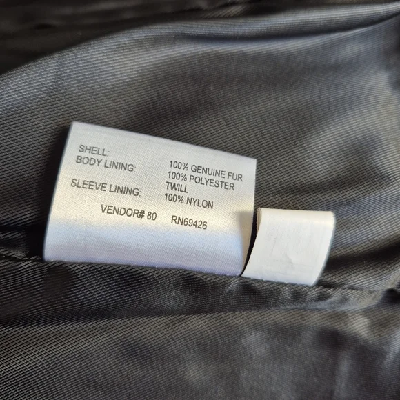 Wilsons Leather Maxima Black Real Rabbit Fur Jacket Size Large Y2K Mob Wife Coat - Picture 11 of 11